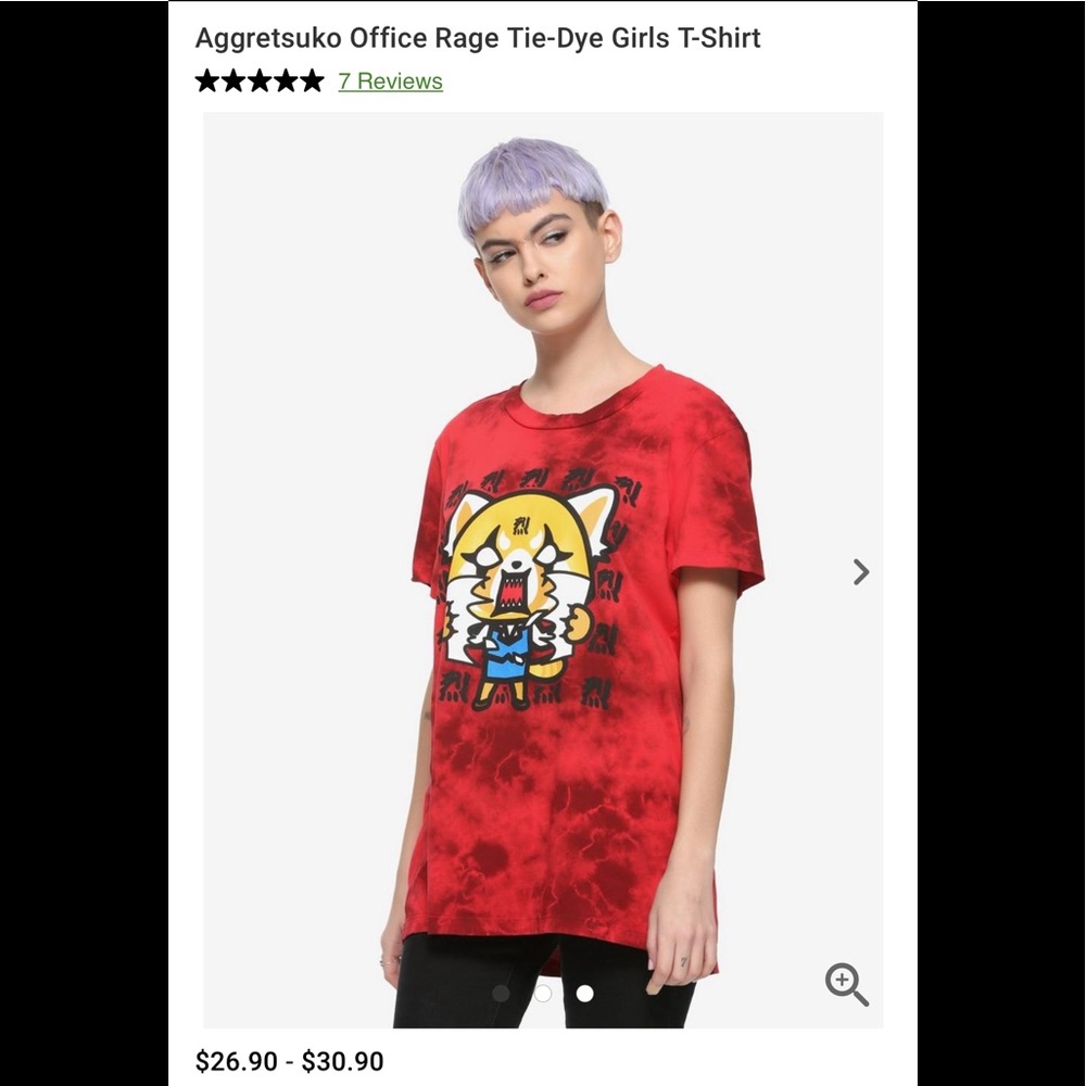 Aggretsuko Sz L Office Rage Tie-Dye Girls T-Shirt
